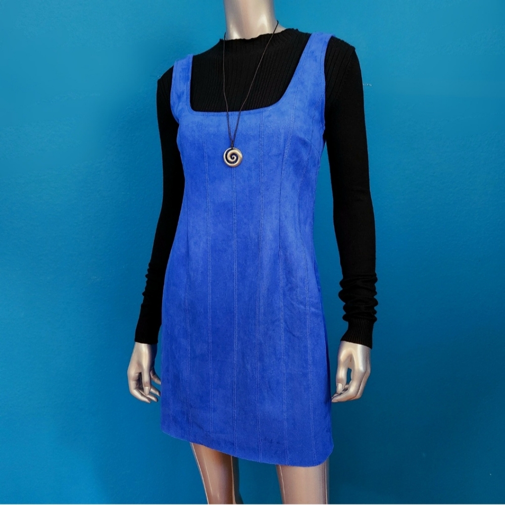 🆕️🌀MISSGUIDED Cobalt Blue Faux Suede Mini Dress w/ Embroidered Accents /(NWOT)